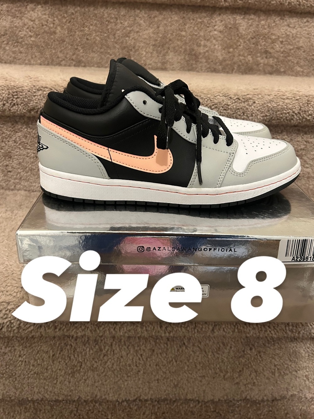 Nike men  Top Sneakers in Black/Gray with Pink Swoosh